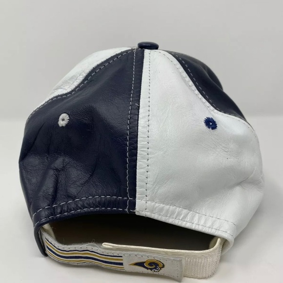Reebok NFL St Louis Rams Navy Blue & white Leather Baseball Hat Made In U.S.A - Picture 4 of 7